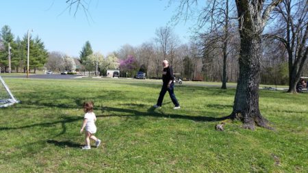 Grandpa chasing Maddie.